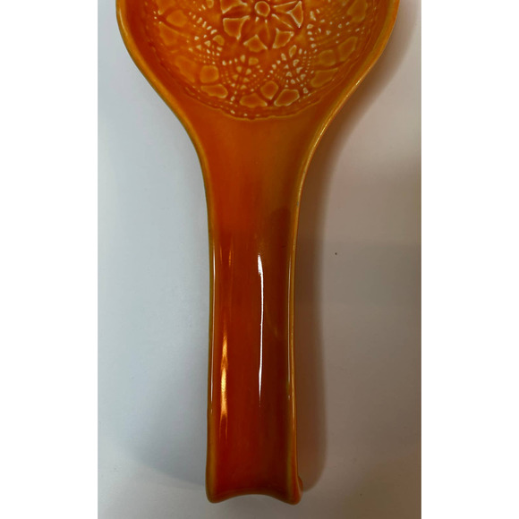 Maioliche Jessica Orange Color Ceramic 11" Spoon Rest Made In Italy - Picture 4 of 6